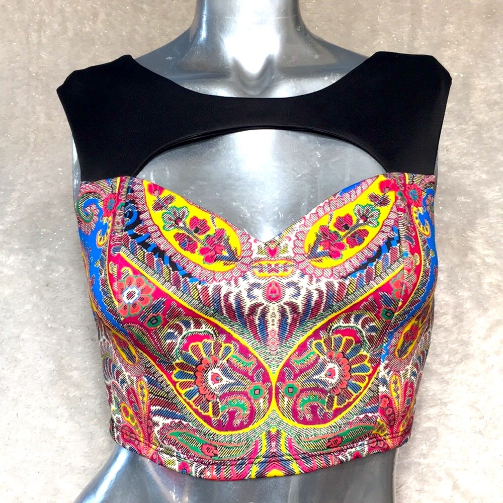BEBE paisley crop top